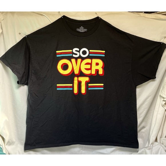 SO OVER IT‎ Mens Black Colorful Graphic T Shirt Size 3XL 54 100% Cotton - Picture 1 of 2